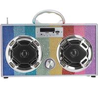 - Mini Boombox Avec Haut-Parleurs Led ¿ Haut-Parleur Bluetooth Rétro Avec Radio Fm Améliorée ¿ Parfait Pour La Maison Et L'Extérieur (Arc-En-Ciel Bling)