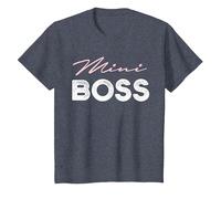 Mini Boss pour garçons et Filles T-Shirt, Enfant, Bleu Chiné, 10 Ans