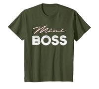 Mini Boss pour garçons et Filles T-Shirt, Enfant, Olive, 10 Ans
