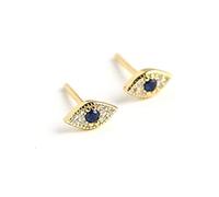 Mini boucles d'oreilles à tige délicates contre le mauvais œil en argent sterling et cristal bleu CZ pour femmes et filles, Small, Argent sterling