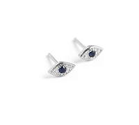 Mini boucles d'oreilles à tige délicates contre le mauvais œil en argent sterling et cristal bleu CZ pour femmes et filles, Argent sterling