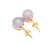 Mini boucles d'oreilles à tige en cristal de pierre naturelle améthyste quartz rose jade perles rondes, agate grise or