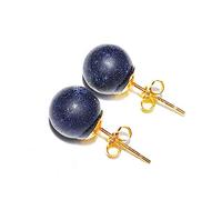 Mini boucles d'oreilles à tige en cristal de pierre naturelle améthyste quartz rose jade perles rondes, grès bleu doré
