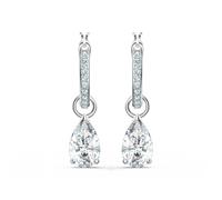 Mini boucles d'oreilles croles Swarovski Attract avec cristal taill transparent en forme de poire et PavA assorti sur une monture plaque rhodi