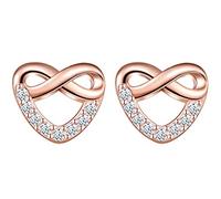 Mini Boucles d'oreilles en forme de cœur avec symbole infini, boucles d'oreilles en argent sterling 925 pour femme et fille, zircon incrusté, Cadeau de Noël, Anniversaire de Saint-Valentin