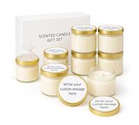 Mini bougies parfumées personnalisées en verre de cire de soja avec couvercles dorés, étiquettes personnalisées, cadeau de mariage, fête prénuptiale, cadeau d'invité, cadeau d'événement d'entreprise