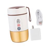 Mini Bouilloire de Voyage, Tasse Chauffage Rapide Portative 500 Ml, Doublure En Acier Inoxydable 304 Chauffe Thermos, Bouilloire électrique Contrôle Température USB, Thermos pour Lait, Café, beige