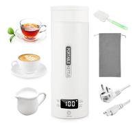 MINI Bouilloire Portable Electrique de Voyage Kit,450ML Acier Inoxydable Bouilloire Electrique Voyage,220V/300W Mini Thermos, avec Arrêt Automatique, Réglage de la Température, pour Café, Thé, Lait