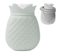 Mini bouillotte 350 ml petite bouillotte avec housse souple amovible et lavable pour soulager les douleurs du dos du cou et des épaules gris-vert