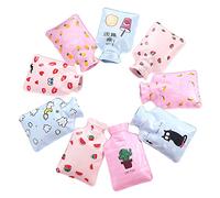 Mini Bouillotte De Poche Reutilisable 0,2l - 9 Pièces Portable Avec Housse, 15.5cm*10.5cm Caoutchouc Naturel Anti-Fuite