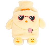 Mini Bouillotte Eau Chaude, 1000ml Bouillote Enfant, Bouillotte avec housse, Sûr et Durable Bouillotte en l'hiver Recyclable, pour Dames, Hommes et Enfants (Canard Jaune)