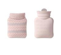 Mini Bouillotte Eau Chaude, 300 Ml, Avec Housse Tricotée, For Soulager La Douleur Au Niveau De La Taille, Du Dos, Du Cou Et Des épaules; Petite Bouillotte Anti-Fuite.(Pink)