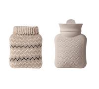 Mini Bouillotte Eau Chaude, 300 Ml, Avec Housse Tricotée, For Soulager La Douleur Au Niveau De La Taille, Du Dos, Du Cou Et Des épaules; Petite Bouillotte Anti-Fuite.(Brown)