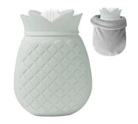 Mini bouillotte, petite bouillotte de 350 ml avec housse souple amovible et lavable pour soulager la douleur du dos, du cou et des épaules, gris-vert pour le sport en plein air.