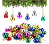Mini Boules de Noel, 48pcs Petites Boules de Noël, Mini Boule de Noel Sapin, 0,79 Pouces (Environ 2 cm), Convient pour la Décoration du Sapin de Noël et Les Idées de Bricolage (A)