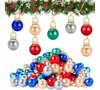 Mini Boules de NoëL, 80pcs Boules de NoëL Miniature, Boules Noel Multicolore, Livrées avec Un Fil Doré de 5 M de Long, Adaptées pour Les Décorations d'arbre de Noël et Les Idées de Bricolage