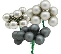 Mini-boules de Noël argent & anthracite, baies miroir en verre véritable, décoration d'arbre de Noël Ø25mm 140p