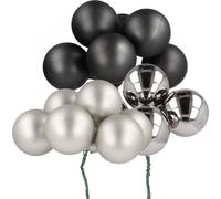 Mini boules de Noël Argent Anthracite Verre Ø40mm - 32pcs Set Décoration Arbre de Noël Décoration de table
