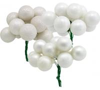 Mini Boules de Noël Blanches Marbrées Baies Miroir Déco Ø20mm pour décoration d'hiver et Avent, Set 140pc