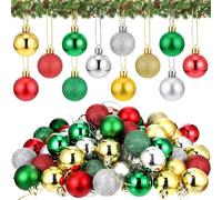 Mini Boules de Noël en Plastique,48 Pièces 2cm Boules de Sapin de Noël, Petites Boules de Noël Ornements avec Lanière, Arbre de Noel Decoration Sapin de Noel, pour Fête, Mariage, Anniversaire