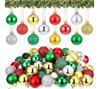 Mini Boules de Noël en Plastique,96 Pièces 2cm Boules de Sapin de Noël, Petites Boules de Noël Ornements avec Lanière, Arbre de Noel Decoration Sapin de Noel, pour Fête, Mariage, Anniversaire