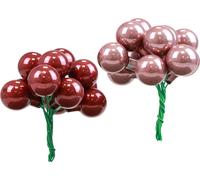 Mini-boules de Noël en verre Bordeaux Rose sur fil Ø2,5cm Décoration festive 140p