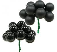 Mini-boules de Noël noires brillantes et mates sur fil Ø20mm pour déco festive 140p