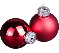 Mini boules de Noël rouge verre mat brillant Ø3cm, 22 pcs, Haute qualité