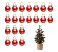 Mini boules de Noël rouges 20 pièces décorations 8 mm pour mini sapin, maison de poupée, maison des lutins ornements festifs avec crochets métalliques pour décoration de Noël