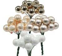Mini boules de Noël sur fil Ø1,5cm Or Crème Champagne Blanc - 140pcs Boules de verre pour décoration