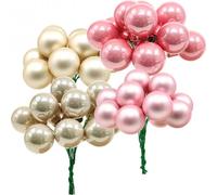 Mini-boules de Noël sur fil 20mm en rose et champagne 140p. - Brillantes et mates pour une décoration de fête