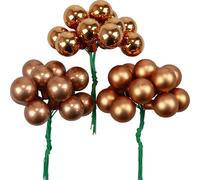 Mini-boules de Noël sur fil Ø2cm en orange festif pour couronne de l'Avent et décoration de table, set de 140 boules en verre
