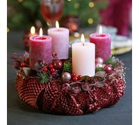 Mini-boules de Noël sur fil verre Déco Set Bordeaux Rose Ø2cm 140p. - Décorations de Noël