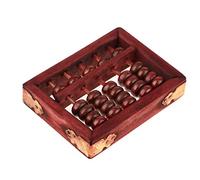 Mini Boulier Chinois Vintage en Bois Arithmétique 5 Chiffres Outil de Calcul Rouge