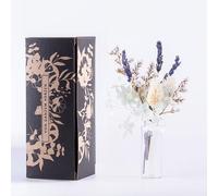 Mini Bouquet de Fleurs avec Vase et Coffret Cadeau - Composition de Fleurs Séchées comme Petit Cadeau de Remerciement (Bleu-Blanc B1)
