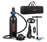 VEVOR Mini Bouteille de Plongée de 1 L, Bloc pour Plongée Portable, Réservoir pour Respiration Sous-marine Plongeur, Réutilisable, Autonomie jusqu'à 20 Minutes, Kit avec Adaptateur et Lunettes