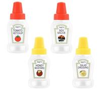 Mini Bouteille De Sauce 4 Pièces 25 Ml À Presser Mini Bouteille De Ketchup Aux Tomates Avec Étiquettes Mini Bouteilles De Condiments Rechargeables Contenants De Condiments Portables Anti-fuite Pour