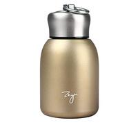 Mini bouteille isotherme 260 ml - Sans fuite - Pour jus, lait, thé, eau chaude et froide - Cadeau pour filles et garçons - Doré