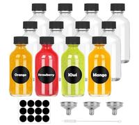 Mini Bouteille Verre 60ml, 12pcs Bouteilles Miniatures Réutilisables avec Bouchons Noirs et Entonnoir et Étiquettes, Petite Bouteille en Verre Vide, Mignonette Vide Pour Huiles Essentielles Gingembre