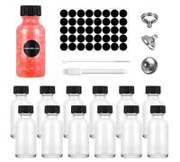 Mini Bouteille Verre 60ml,Petite Bouteille en Verre Vide, Bouteilles Miniatures Réutilisables avec Bouchons Noirs et Entonnoir, Mignonette Vide Pour Huiles Essentielles, Shots de Gingembre (12pcs)