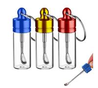 Mini Bouteille Verre, Lot de 3 Contenants Portatifs 6cm avec Anneau pour Épices, Sucre (Rouge, Or, Bleu), Bocaux à Épices Étanches pour Cuisine et Voyage