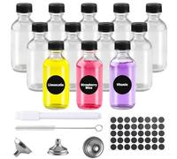 Mini Bouteille Verre, Mezzar Ensemble de 12 Petite Bouteille en Verre 60ml avec Entonnoir de Versement Pour Huiles Essentielles, Shots de Gingembre et Plus Vaourt à Boire