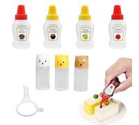 Mini Bouteilles à Sauce 12 Pièces 25ml Récipients Plastiques Transparent avec Couvercles Rouge Jaune Étanches Idéal pour Ketchup Miel Sauce Soja Pique-Nique Bento Voyage
