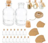 Mini Bouteilles, Lot De 20, Petites Fioles, Bouchon De Liège, 60 Ml, Mariage, Épices, Transparent/Nature