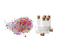 Mini Bouteilles Vides En Verre De Liège Transparent, 20 Pièces 11x32mm, Flacons De 2ml Et 500 Pièces Mixtes Acryliques, Perles D'espacement Rondes À Facettes 6mm De Diamètre