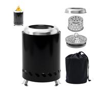 Mini brasero de table sans fumée avec support, en acier inoxydable, cheminée de table d'extérieur avec sac de rangement pour granulés/bois, pour jardin, terrasse et balcon (14 x 19,8 cm)