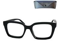 Mini Brille - Lunette Anti Lumiere Bleue de Lecture Rectangles Monture Épaisse, Boite Lunette Inclus, Oversize Monture en Plastique, Lunettes pour Ecran Femme +1.5 Dioptrie