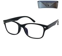 Mini Brille Lunettes de Lecture avec Verres Rectangles, Monture en Plastique (Noir), Etui Lunettes Vintage Gratuit, Lunette Homme et Femme +2,5 Dioptrie