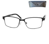 Mini Brille - Lunettes de Lecture Minces en Métal à Verres Rectangles, Etui Gratuit, Monture en Acier Inoxydable Léger (Noir), Lunette Homme et Femme + 2.5 Dioptrie