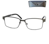 Mini Brille - Lunettes de Lecture Minces en Métal à Verres Rectangles, Etui Gratuit, Monture en Acier Inoxydable Léger (Graphite), Lunette Homme et Femme + 1.5 Dioptrie